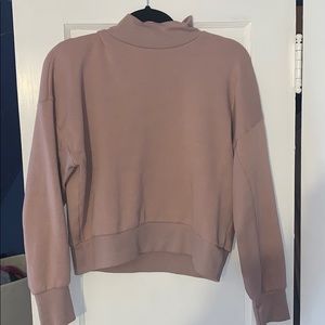 Pink Rose Mauve Mock Neck Crop Crew